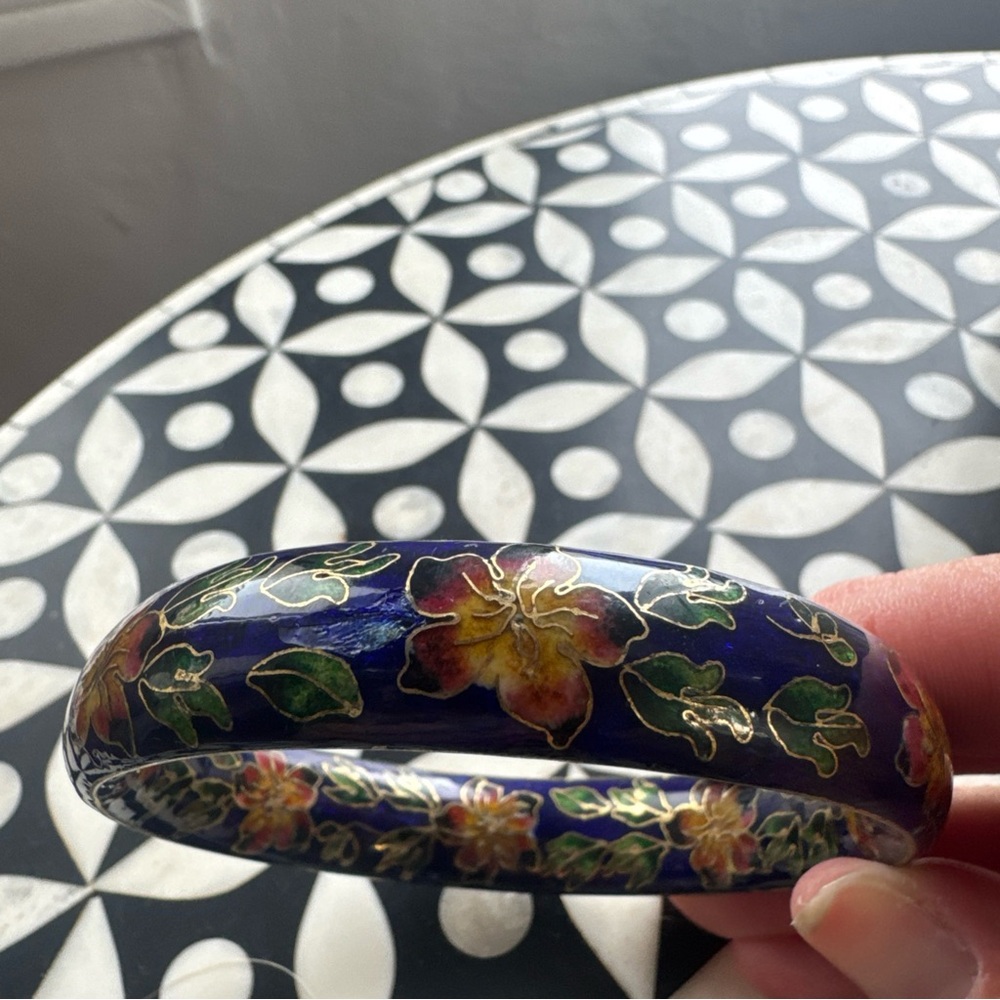 Floral Enamel cloisonné Bangle Bracelet